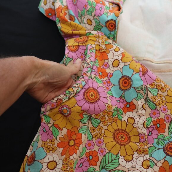 Show Me Your Mumu Outlaw Romper Flower Market Denim Size 2X Colorful No Belt - Picture 5 of 10